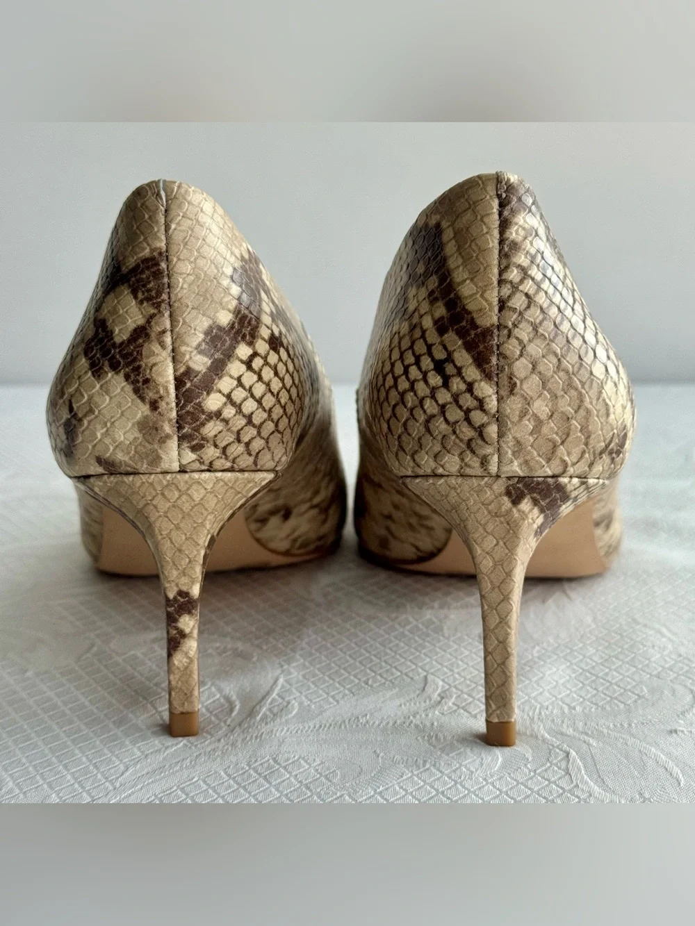 SOLD! Vince Camuto Beige Snake-Print Pointed Toe Pumps